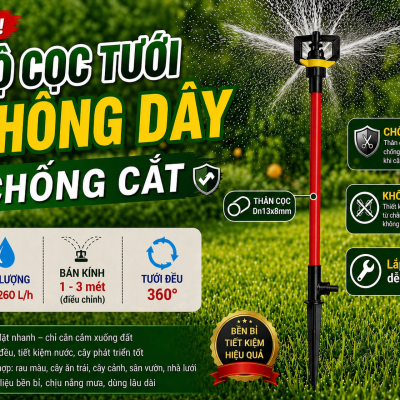 Bộ Béc tưới 360° KHÔNG DÂY – tiện lợi, tưới đều mọi khu vườn